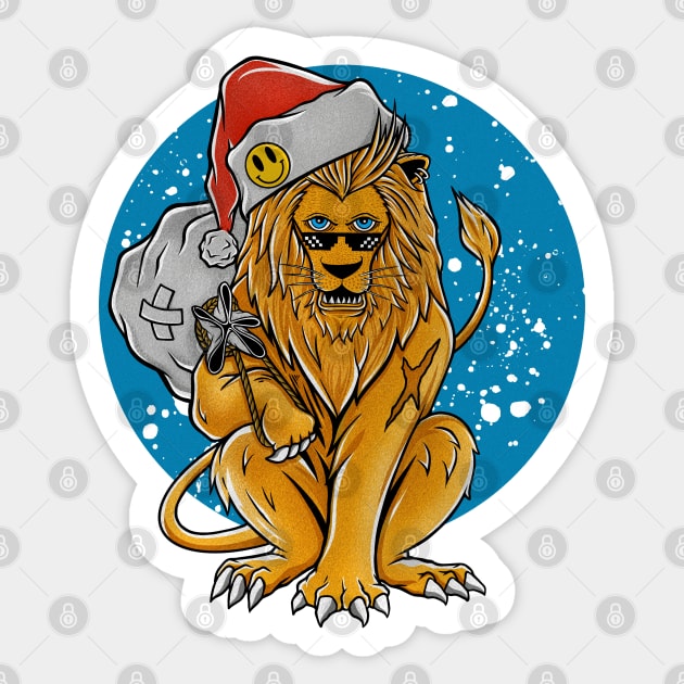 Lion with santa hat Sticker by DMD Art Studio